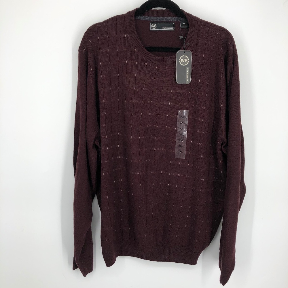 Weatherproof Mens Sweater‎ Size XXL Burgundy Wine Fitted Waist Cuffs Pullover